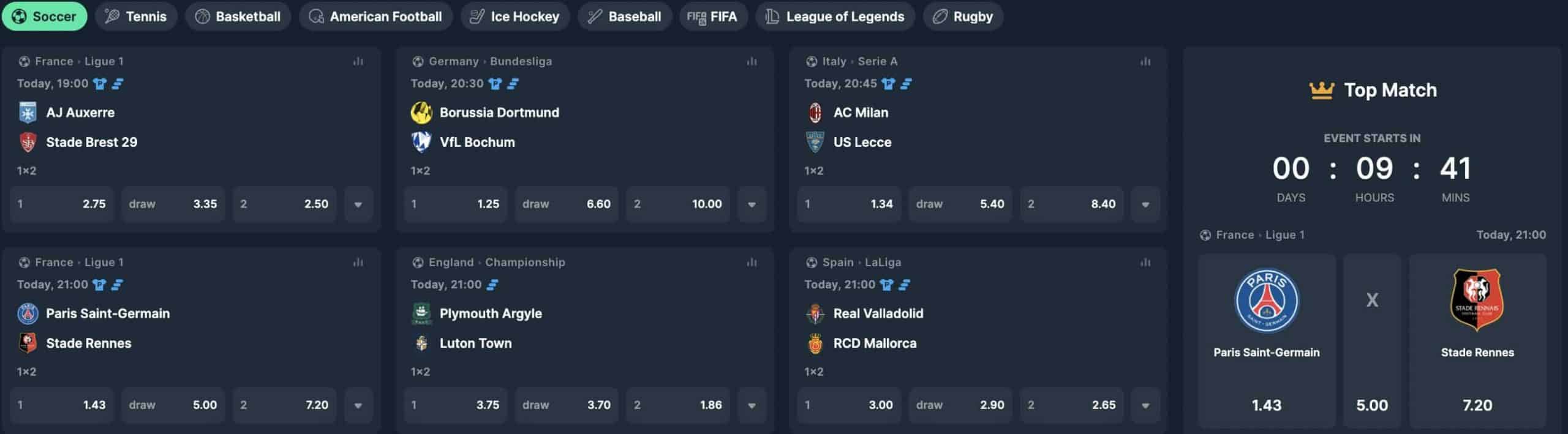 Paris sportifs sur Tg casino
